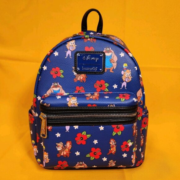 Loungefly Disney Rescue Rangers Character All Over Print Blue Mini Backpack NEW main image 4